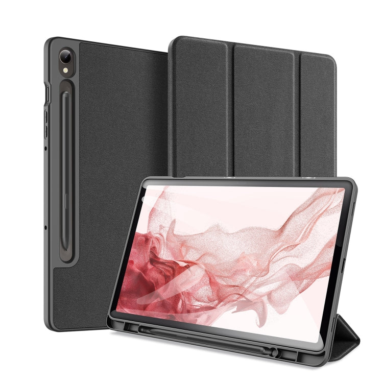 For Samsung Galaxy Tab S9 DUX DUCIS Domo Series Cloth Texture Magnetic Leather Tablet Case(Black) - Galaxy Tab S9 Cases by DUX DUCIS | Online Shopping UK | buy2fix