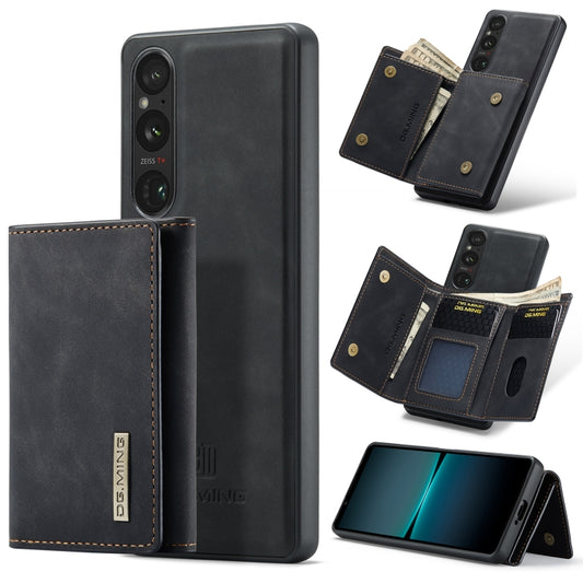 For Sony Xperia 1 V DG.MING M1 Series 3-Fold Multi Card Wallet + Magnetic Phone Case(Black) - Sony Cases by DG.MING | Online Shopping UK | buy2fix