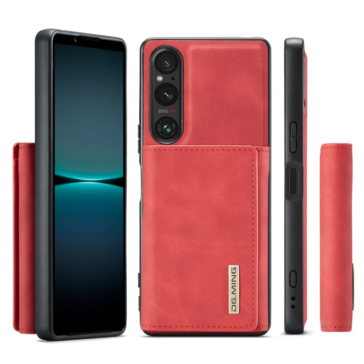 For Sony Xperia 1 V DG.MING M1 Series 3-Fold Multi Card Wallet + Magnetic Phone Case(Red) - Sony Cases by DG.MING | Online Shopping UK | buy2fix