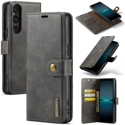 For Sony Xperia 1 VI DG.MING Crazy Horse Texture Detachable Magnetic Leather Phone Case(Grey) - Sony Cases by DG.MING | Online Shopping UK | buy2fix