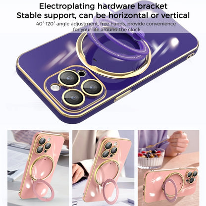 For iPhone 13 Pro Multifunction Electroplating MagSafe Holder Phone Case(Dark Purple) - iPhone 13 Pro Cases by buy2fix | Online Shopping UK | buy2fix