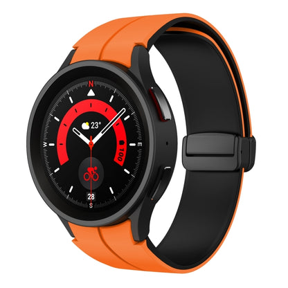 For Samsung Galaxy Watch 6 / 6 Classic Dual Color Magnetic Folding Buckle Silicone Watch Band(Orange+Black) - Watch Bands by buy2fix | Online Shopping UK | buy2fix