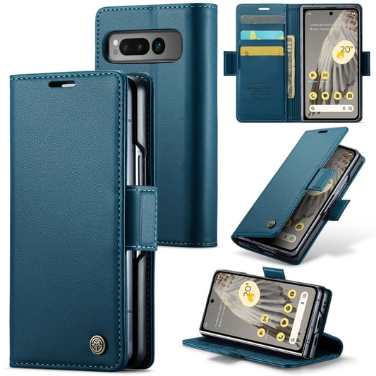 For Google Pixel Fold CaseMe 023 Butterfly Buckle Litchi Texture RFID Anti-theft Leather Phone Case(Blue) - Google Cases by CaseMe | Online Shopping UK | buy2fix