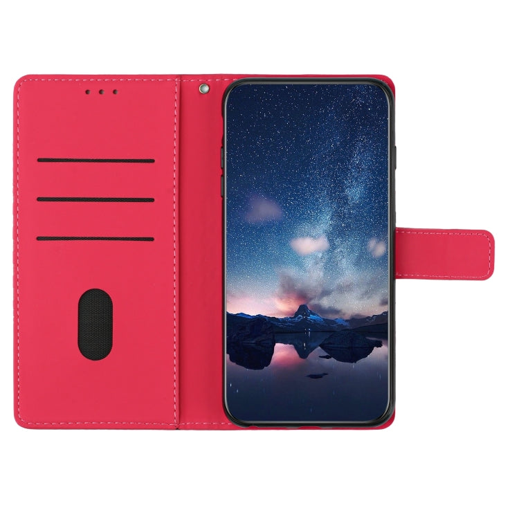 For iPhone 16 Pro Diamond Embossed Skin Feel Leather Phone Case(Red) - iPhone 16 Pro Cases by buy2fix | Online Shopping UK | buy2fix