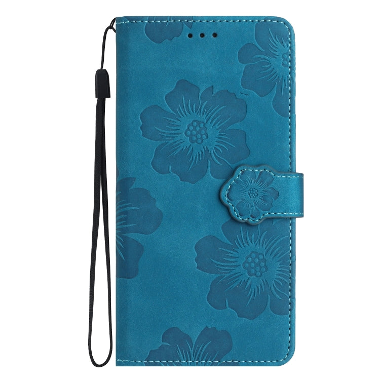 For iPhone 16 Flower Embossing Pattern Leather Phone Case(Blue) - iPhone 16 Cases by buy2fix | Online Shopping UK | buy2fix