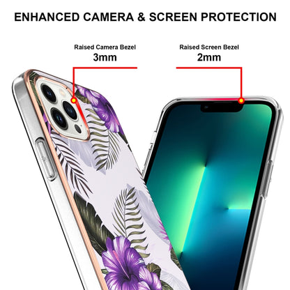 For iPhone 16 Pro Electroplating Pattern IMD TPU Shockproof Case(Purple Flower) - iPhone 16 Pro Cases by buy2fix | Online Shopping UK | buy2fix