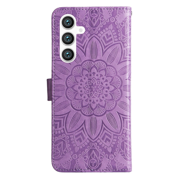 For Samsung Galaxy S23 FE 5G Embossed Sunflower Leather Phone Case(Purple) - Galaxy S23 FE 5G Cases by buy2fix | Online Shopping UK | buy2fix