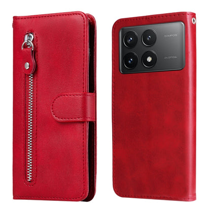 For Xiaomi Redmi K70 / K70 Pro Fashion Calf Texture Zipper Leather Phone Case(Red) - K70 Pro Cases by buy2fix | Online Shopping UK | buy2fix