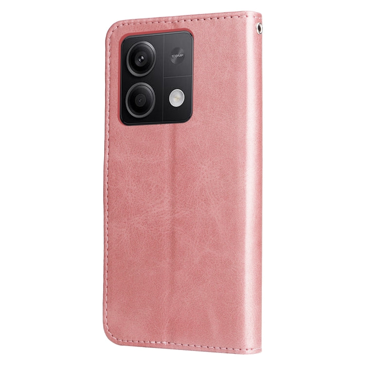 For Xiaomi Redmi Note13 5G Global Fashion Calf Texture Zipper Leather Phone Case(Rose Gold) - Note 13 Cases by buy2fix | Online Shopping UK | buy2fix