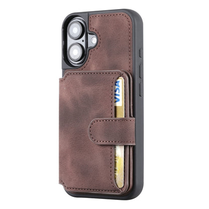 For iPhone 16 Skin Feel Dream RFID Anti-theft PU Card Bag Phone Case(Coffee) - iPhone 16 Cases by buy2fix | Online Shopping UK | buy2fix