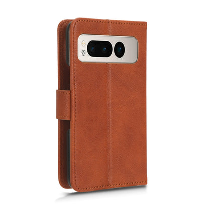 For Google Pixel Fold Lamb Texture Leather Phone Case(Brown) - Google Cases by buy2fix | Online Shopping UK | buy2fix