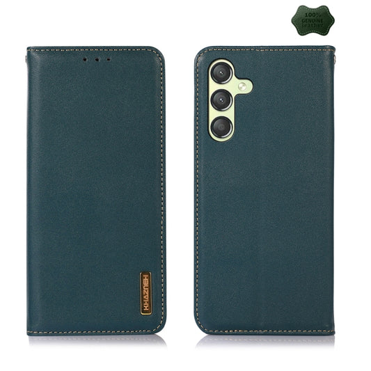 For Samsung Galaxy A25 5G Global KHAZNEH Nappa Top Layer Cowhide Leather Phone Case(Green) - Galaxy Phone Cases by buy2fix | Online Shopping UK | buy2fix