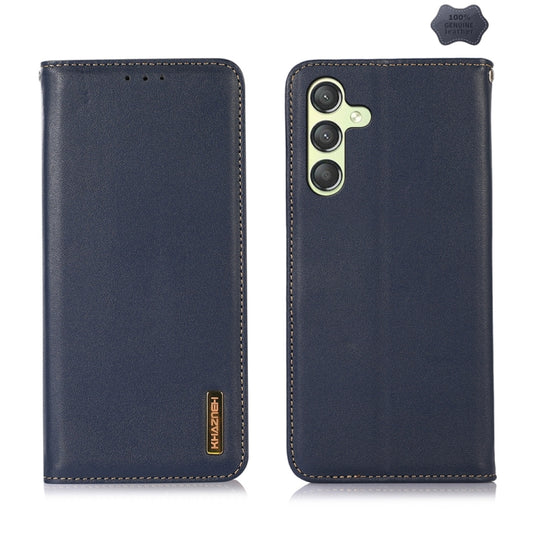 For Samsung Galaxy A25 5G Global KHAZNEH Nappa Top Layer Cowhide Leather Phone Case(Blue) - Galaxy Phone Cases by buy2fix | Online Shopping UK | buy2fix