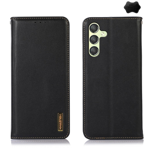 For Samsung Galaxy A25 5G Global KHAZNEH Nappa Top Layer Cowhide Leather Phone Case(Black) - Galaxy Phone Cases by buy2fix | Online Shopping UK | buy2fix