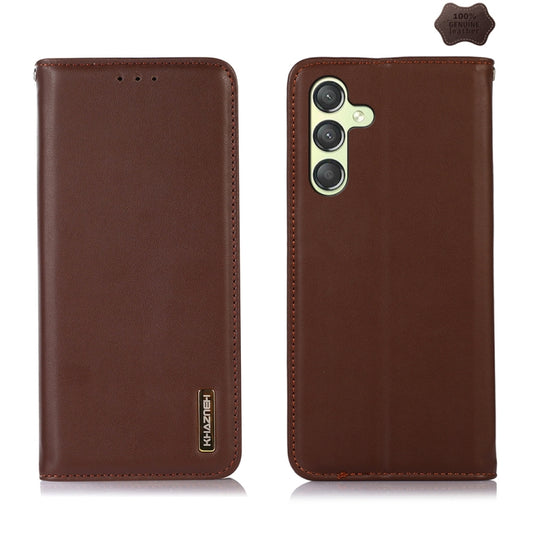 For Samsung Galaxy A25 5G Global KHAZNEH Nappa Top Layer Cowhide Leather Phone Case(Brown) - Galaxy Phone Cases by buy2fix | Online Shopping UK | buy2fix