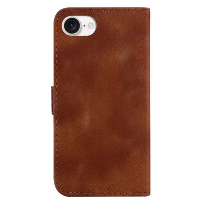 For iPhone SE 2024 Seven-shaped Embossed Leather Phone Case(Brown) - More iPhone Cases by buy2fix | Online Shopping UK | buy2fix