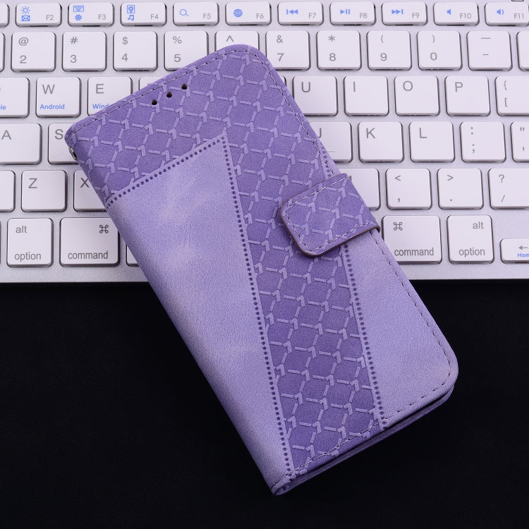 For iPhone 16 Seven-shaped Embossed Leather Phone Case(Purple) - iPhone 16 Cases by buy2fix | Online Shopping UK | buy2fix