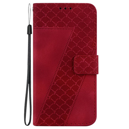 For OnePlus 11 Seven-shaped Embossed Leather Phone Case(Red) - OnePlus Cases by buy2fix | Online Shopping UK | buy2fix