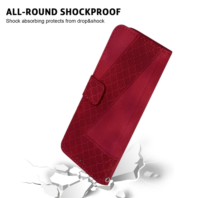 For OnePlus 11 Seven-shaped Embossed Leather Phone Case(Red) - OnePlus Cases by buy2fix | Online Shopping UK | buy2fix