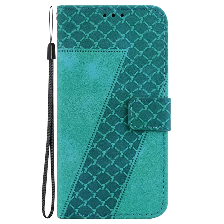 For OnePlus 13 Seven-shaped Embossed Leather Phone Case(Green) - OnePlus Cases by buy2fix | Online Shopping UK | buy2fix