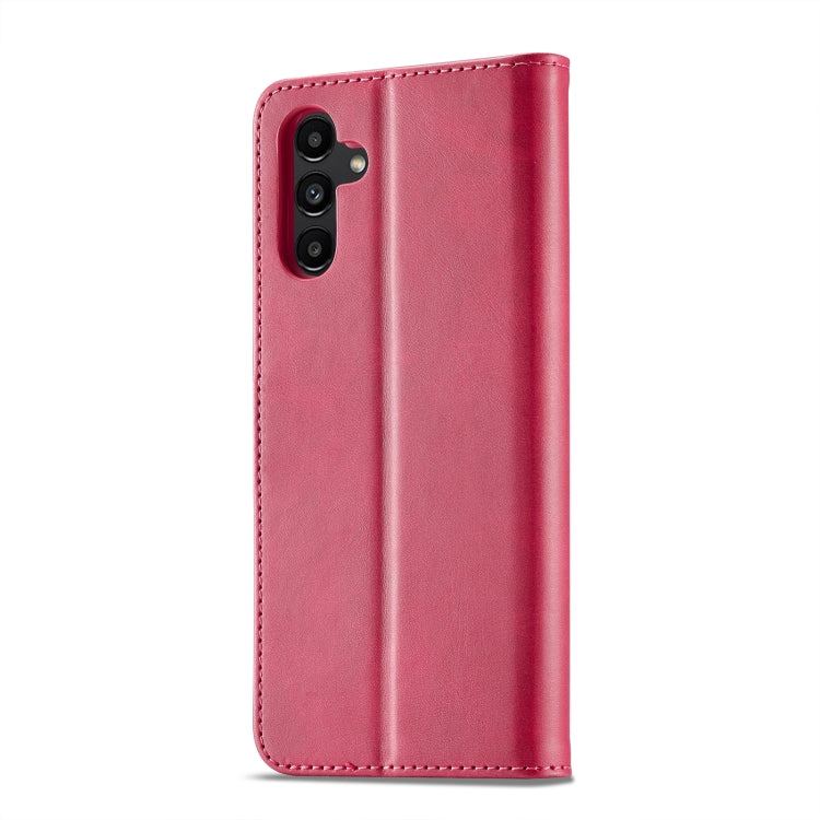 For Samsung Galaxy A05S LC.IMEEKE Calf Texture Leather Phone Case(Red) - Galaxy Phone Cases by LC.IMEEKE | Online Shopping UK | buy2fix