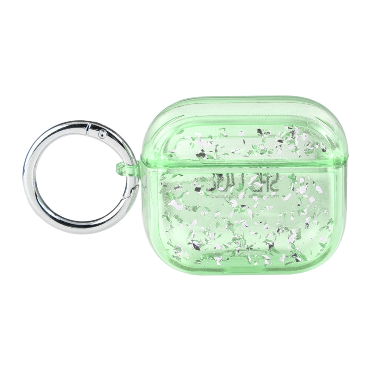 For AirPods Pro Silver Foil Epoxy Bluetooth Earphone Protective Case(Green) - For AirPods Pro by buy2fix | Online Shopping UK | buy2fix