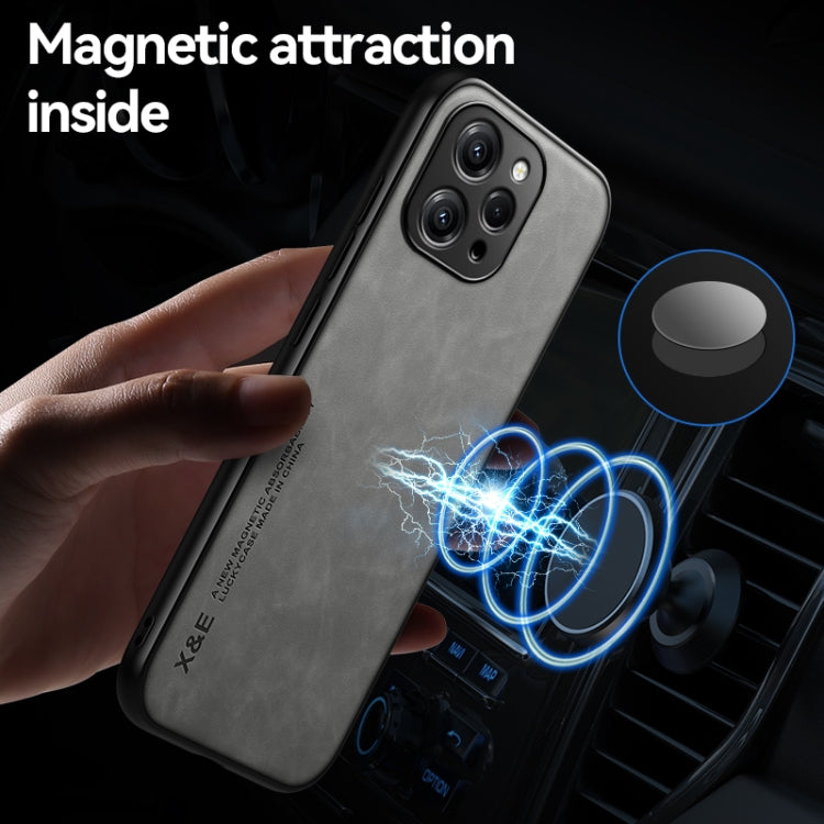 For Xiaomi 14 Skin Feel Magnetic Leather Back Phone Case(Light Grey) - 14 Cases by buy2fix | Online Shopping UK | buy2fix