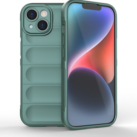 For iPhone 15 Magic Shield TPU + Flannel Phone Case(Dark Green) - iPhone 15 Cases by buy2fix | Online Shopping UK | buy2fix