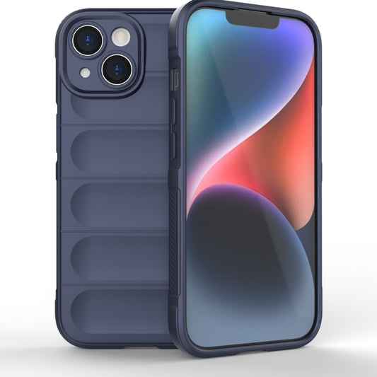 For iPhone 15 Magic Shield TPU + Flannel Phone Case(Dark Blue) - iPhone 15 Cases by buy2fix | Online Shopping UK | buy2fix