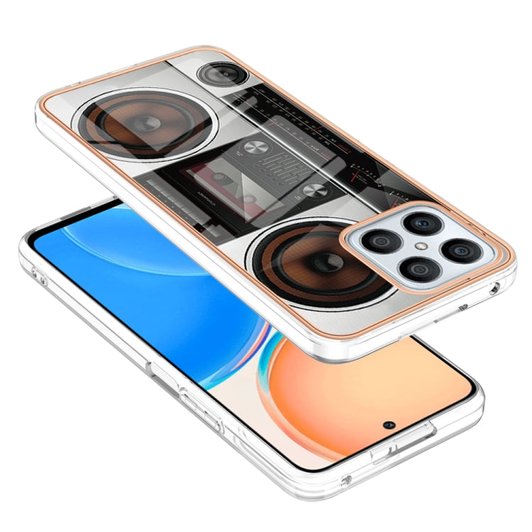 For Honor X8 4G Electroplating Marble Dual-side IMD Phone Case(Retro Radio) - Honor Cases by buy2fix | Online Shopping UK | buy2fix