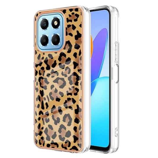 For Honor X8 5G / X6 4G Electroplating Marble Dual-side IMD Phone Case(Leopard Print) - Honor Cases by buy2fix | Online Shopping UK | buy2fix