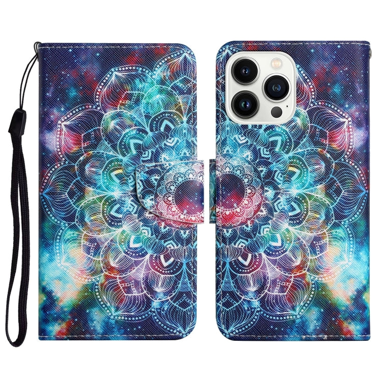 For iPhone 16 Pro 3D Colored Drawing Flip Leather Phone Case(Star Mandala) - iPhone 16 Pro Cases by buy2fix | Online Shopping UK | buy2fix