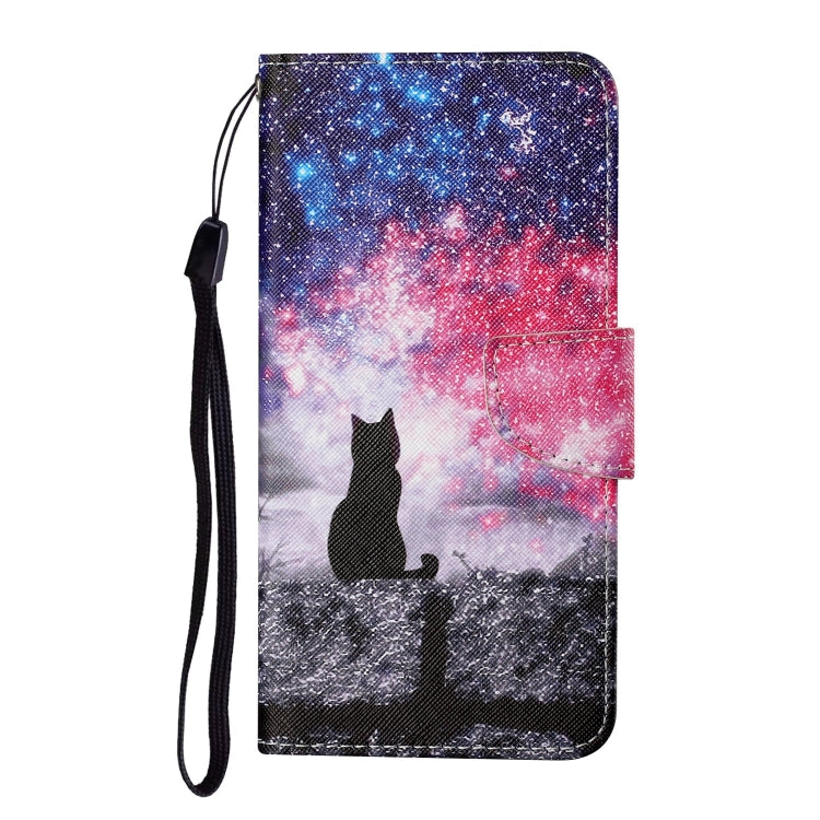 For iPhone 16 3D Colored Drawing Flip Leather Phone Case(Star Cat) - iPhone 16 Cases by buy2fix | Online Shopping UK | buy2fix