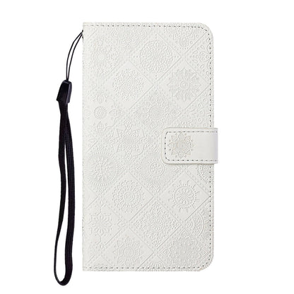 For iPhone 16 Pro Ethnic Style Embossed Pattern Leather Phone Case(White) - iPhone 16 Pro Cases by buy2fix | Online Shopping UK | buy2fix