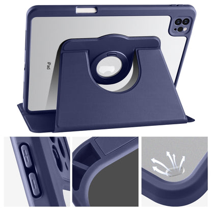 For iPad Pro 11 2024 Acrylic 360 Rotation Detachable Leather Tablet Case(Dark Blue) - iPad Pro 11 2024 Cases by buy2fix | Online Shopping UK | buy2fix