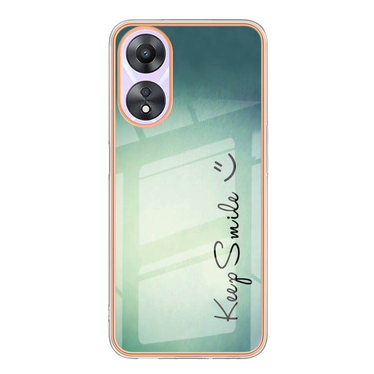 For OPPO A78 / A58 Electroplating Marble Dual-side IMD Phone Case(Smile) - OPPO Cases by buy2fix | Online Shopping UK | buy2fix