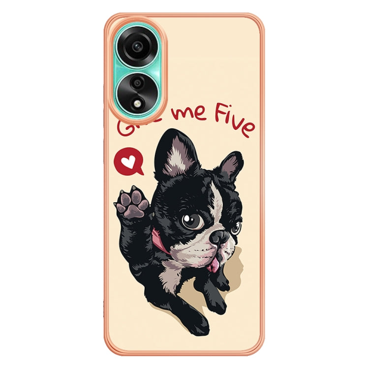 For OPPO A78 4G Electroplating Marble Dual-side IMD Phone Case(Lucky Dog) - OPPO Cases by buy2fix | Online Shopping UK | buy2fix