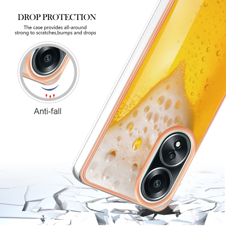 For OPPO A58 4G Electroplating Marble Dual-side IMD Phone Case(Draft Beer) - OPPO Cases by buy2fix | Online Shopping UK | buy2fix