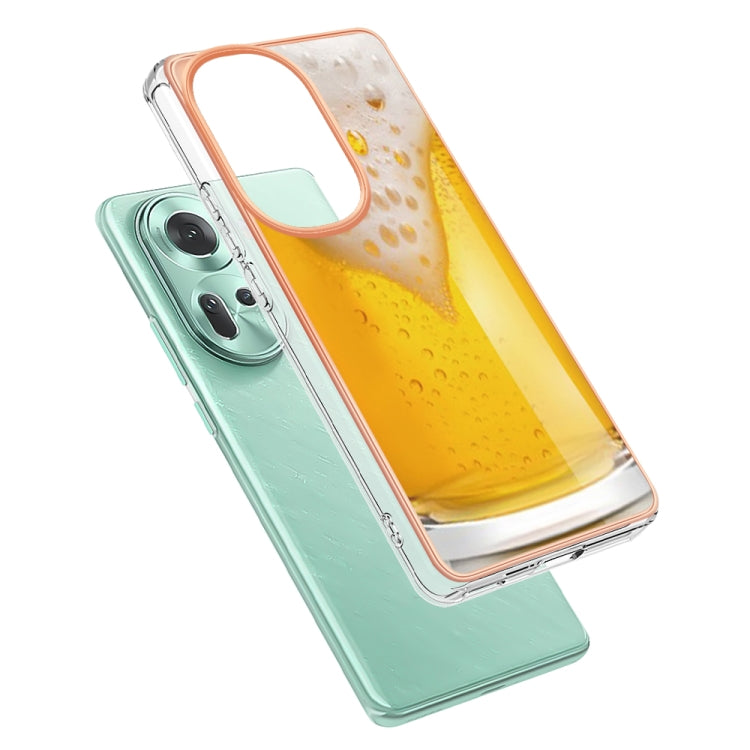 For OPPO Reno11 5G Global Electroplating Marble Dual-side IMD Phone Case(Draft Beer) - Reno11 Cases by buy2fix | Online Shopping UK | buy2fix
