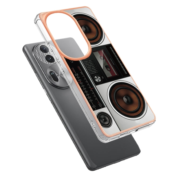 For OPPO Reno11 Pro 5G Global Electroplating Marble Dual-side IMD Phone Case(Retro Radio) - Reno11 Pro Cases by buy2fix | Online Shopping UK | buy2fix