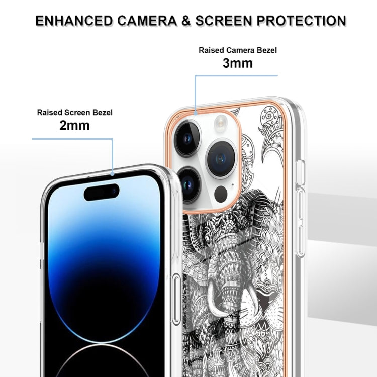 For iPhone 16 Pro Electroplating Marble Dual-side IMD Phone Case(Totem Elephant) - iPhone 16 Pro Cases by buy2fix | Online Shopping UK | buy2fix