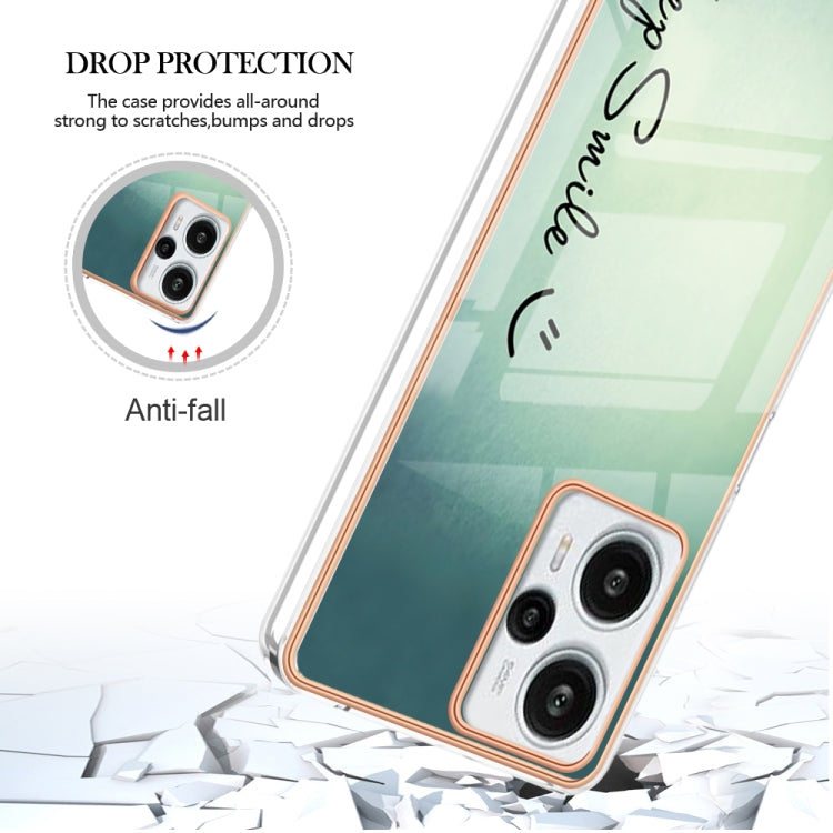 For Xiaomi Poco F5 / Redmi Note 12 Turbo Electroplating Marble Dual-side IMD Phone Case(Smile) - Xiaomi Cases by buy2fix | Online Shopping UK | buy2fix