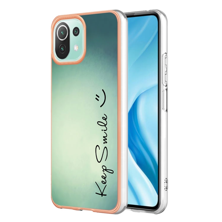 For Xiaomi 11 Lite Electroplating Marble Dual-side IMD Phone Case(Smile) - Xiaomi Cases by buy2fix | Online Shopping UK | buy2fix