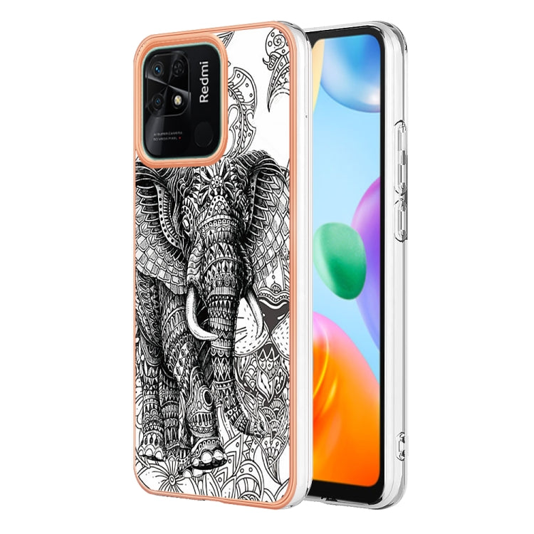 For Xiaomi Redmi 10C Electroplating Marble Dual-side IMD Phone Case(Totem Elephant) - Xiaomi Cases by buy2fix | Online Shopping UK | buy2fix