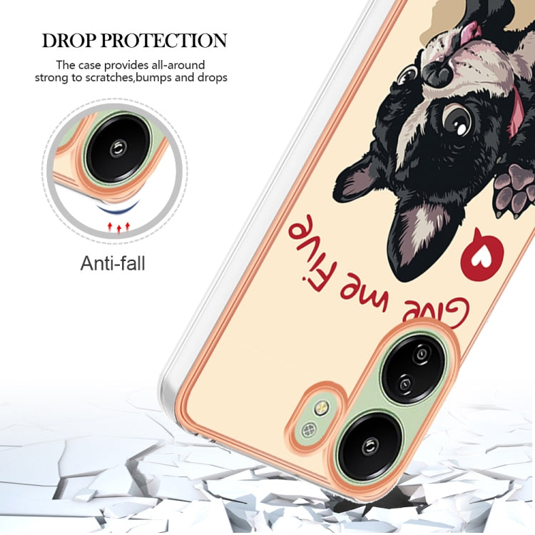 For Xiaomi Redmi 13C 4G Electroplating Marble Dual-side IMD Phone Case(Lucky Dog) - 13C Cases by buy2fix | Online Shopping UK | buy2fix