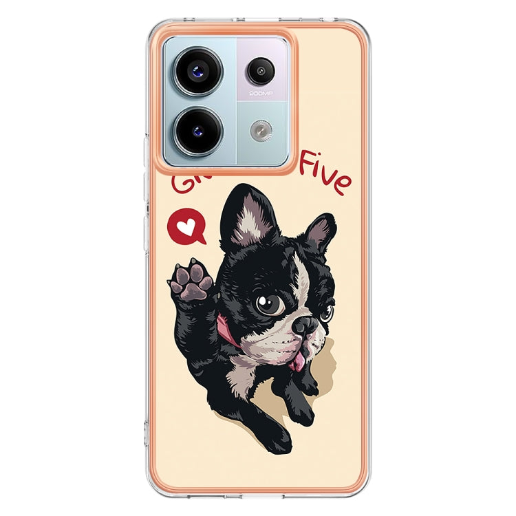 For Xiaomi Redmi Note 13 Pro 5G Global Electroplating Marble Dual-side IMD Phone Case(Lucky Dog) - Note 13 Pro Cases by buy2fix | Online Shopping UK | buy2fix