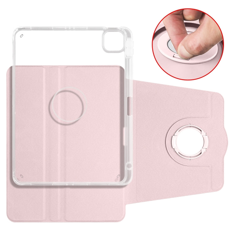 For iPad Air 11 2024 Clear Acrylic 360 Rotation Detachable Leather Tablet Case(Pink) - iPad Air 11 2024 Cases by buy2fix | Online Shopping UK | buy2fix