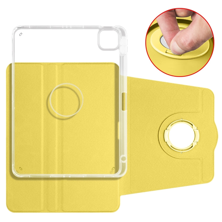 For iPad Pro 13 2024 Clear Acrylic 360 Rotation Detachable Leather Tablet Case(Yellow) - iPad Pro 13 2024 Cases by buy2fix | Online Shopping UK | buy2fix