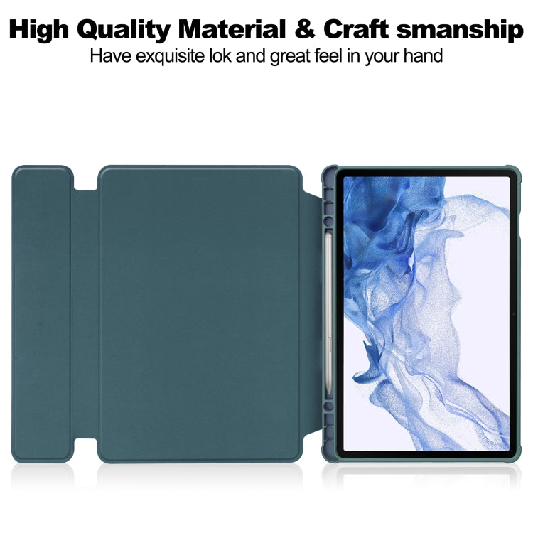 For Samsung Galaxy Tab S9 360 Rotation Transparent Smart Leather Case with Keyboard(Dark Green) - Galaxy Tab S9 Cases by buy2fix | Online Shopping UK | buy2fix