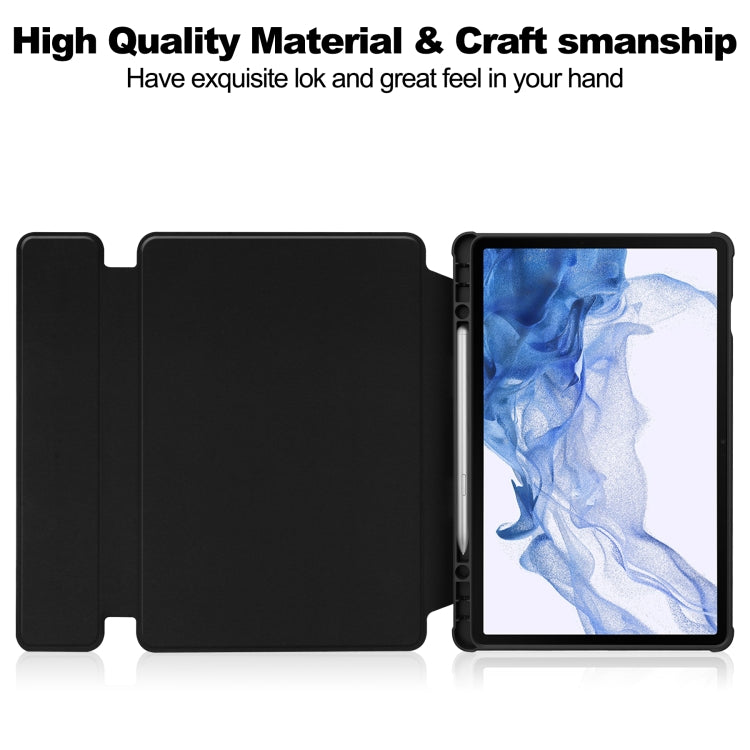 For Samsung Galaxy Tab S9 360 Rotation Transparent Smart Leather Case(Black) - Galaxy Tab S9 Cases by buy2fix | Online Shopping UK | buy2fix